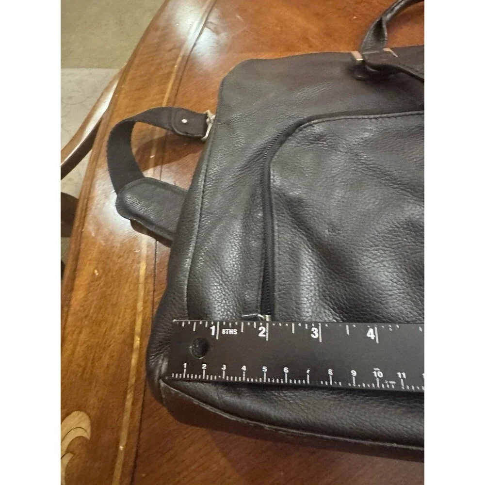 CLARKS Distressed Heavy Duty Black Leather large Laptop Bag